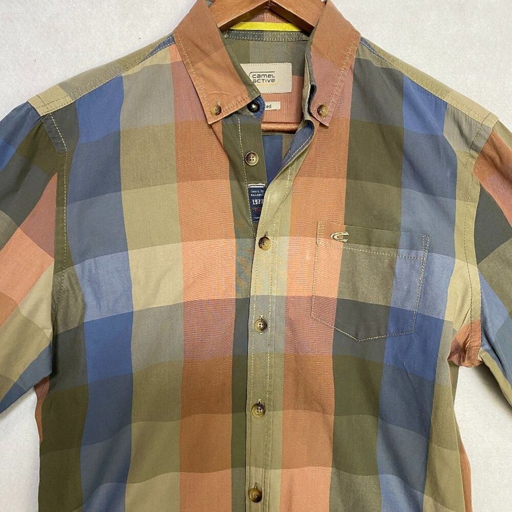 Camel Active Dress Shirt Mens‎ Small Plaid Old Money Slim Fitted Long Sleeve